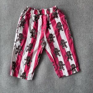 12-18M Gingerbread Striped Kids Pants- Christmas Toddler Bottoms
